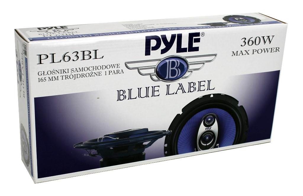 Pyle 6.5 inch 360 Watts 3-Way Car Audio Coaxial Speakers, Blue (Pair)