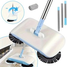 3 in 1 Hand Push Sweeper Manual Floor Cleaner Cordless Duster Broom w/ Cloths