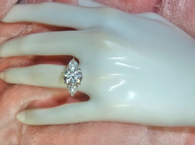 MOISSANITE TRILOGY RING 925 SILVER