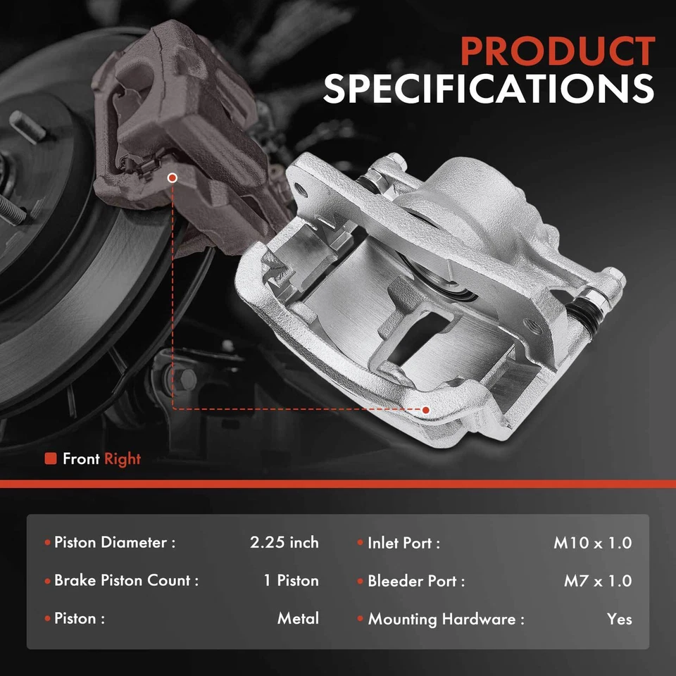 Pinza de freno delantera derecha con soporte y pistón de metal para Toyota Camry 1992-1996 2,2 L Foto 2 de 4