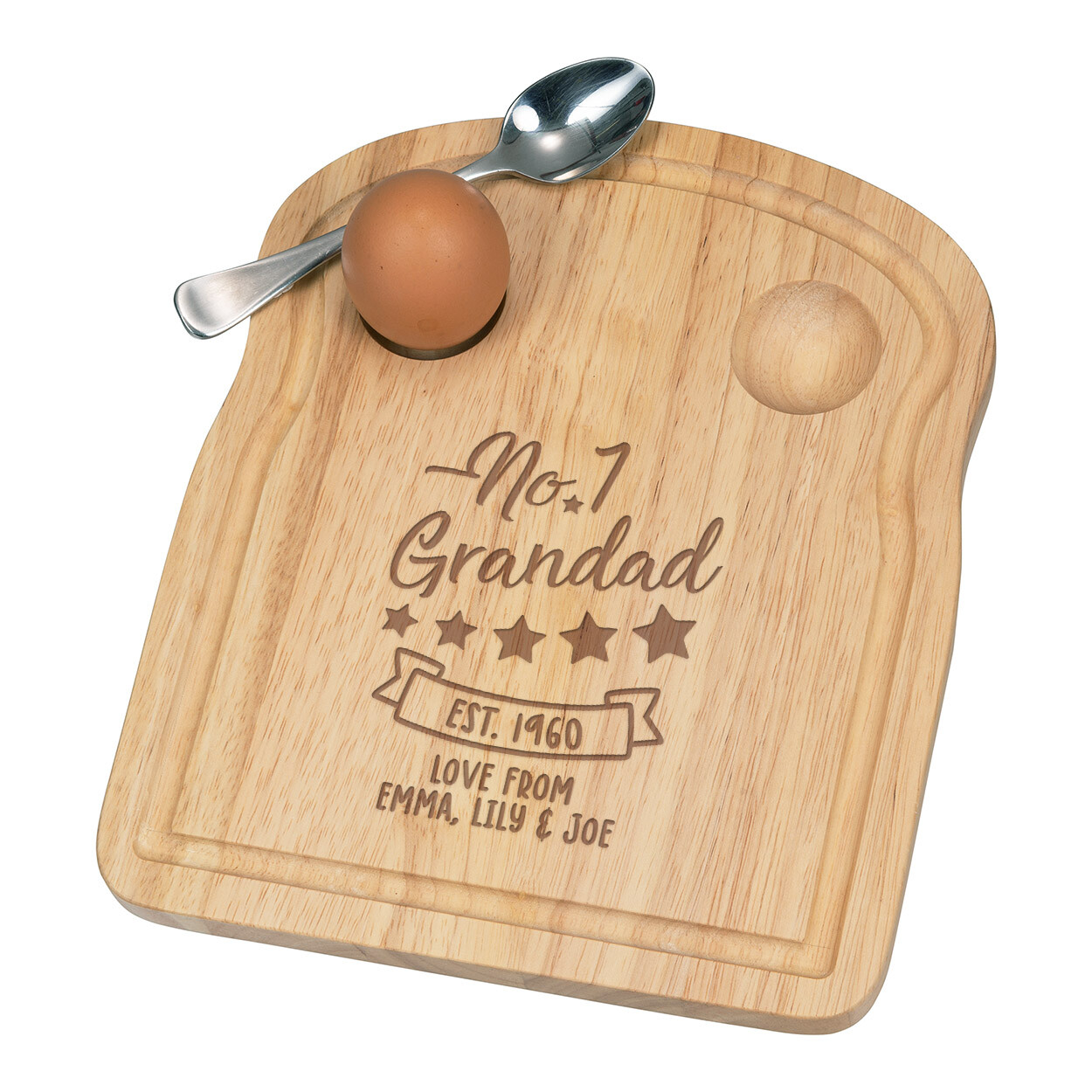 Personalised Dippy Egg Cup Board Grandad Dad No.1 Breakfast Custom Fathers Day