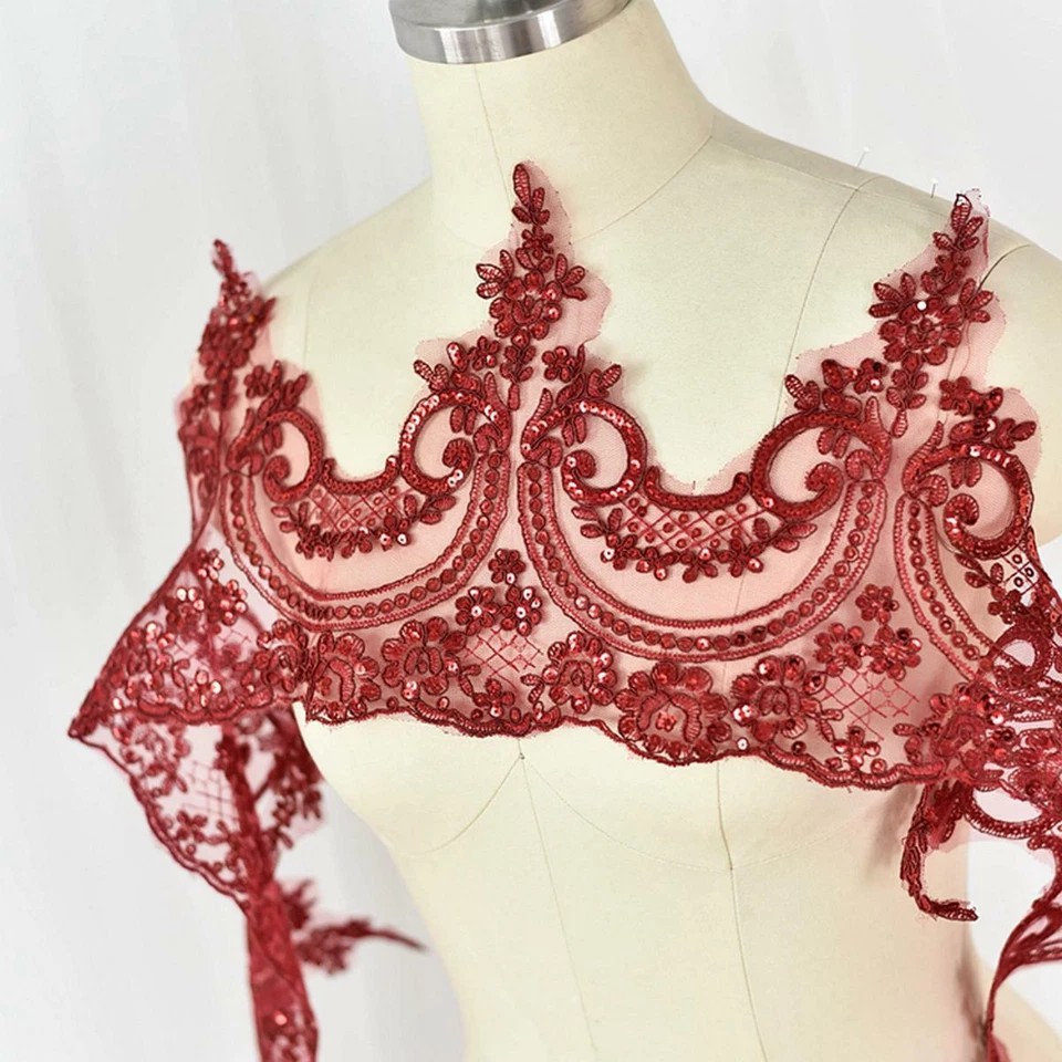 24CM*1 Yard Delicate Embroidered Flower Sequin Lace trim Wedding/sewing/Dress - Image 4 of 4