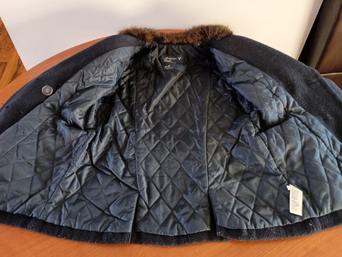 American Eagle Damen Mantel mittelblau Wolle Fellkragen zweireihig Peacoat - Bild 5 von 8