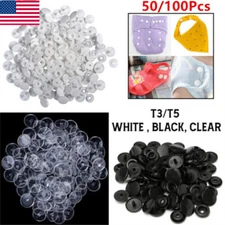 50/100Pcs T3 T5 Kam Snaps Buttons Poppers Press Stud Crafts Fasteners Quilt DIY