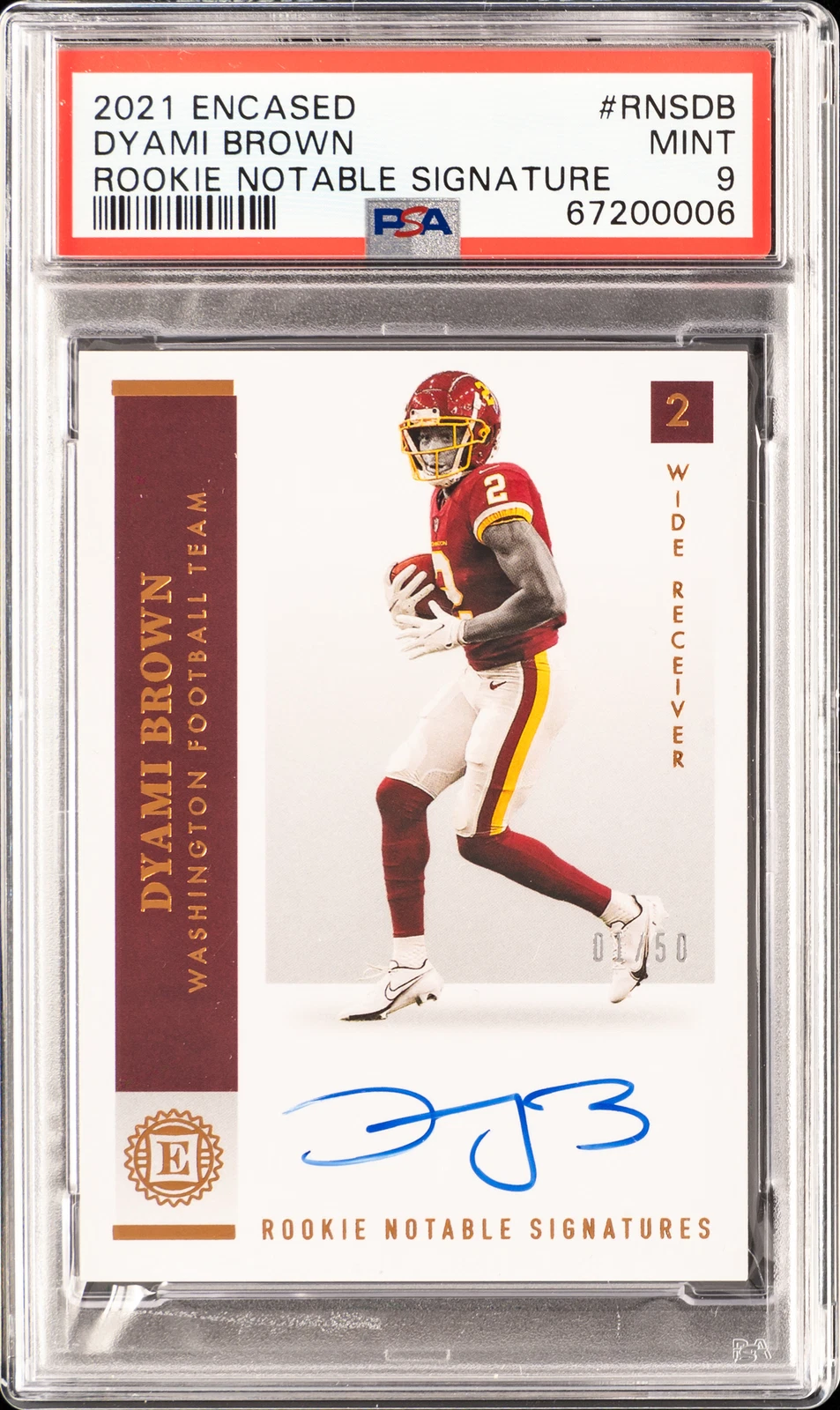 Dyami Brown Panini Encased Rookie Notable Signatures #RNSDB Base
