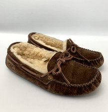 Ugg Women's Dakota Slip On Brown Suede Sheepskin Moccasin Size 8
