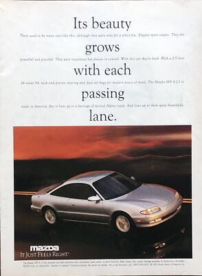 1994 Mazda MX6 PRINT AD Beauty Grows Each Passing Lane VTG 1990s