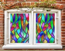 3D Color Texture A125 Window Film Print Sticker Cling Stained Glass UV Sinsin