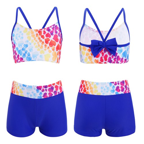Girls Kids Two-piece Swimsuit Fish Scale Tankini Rash Guard Bath Suit Swimwear - Picture 23 of 25