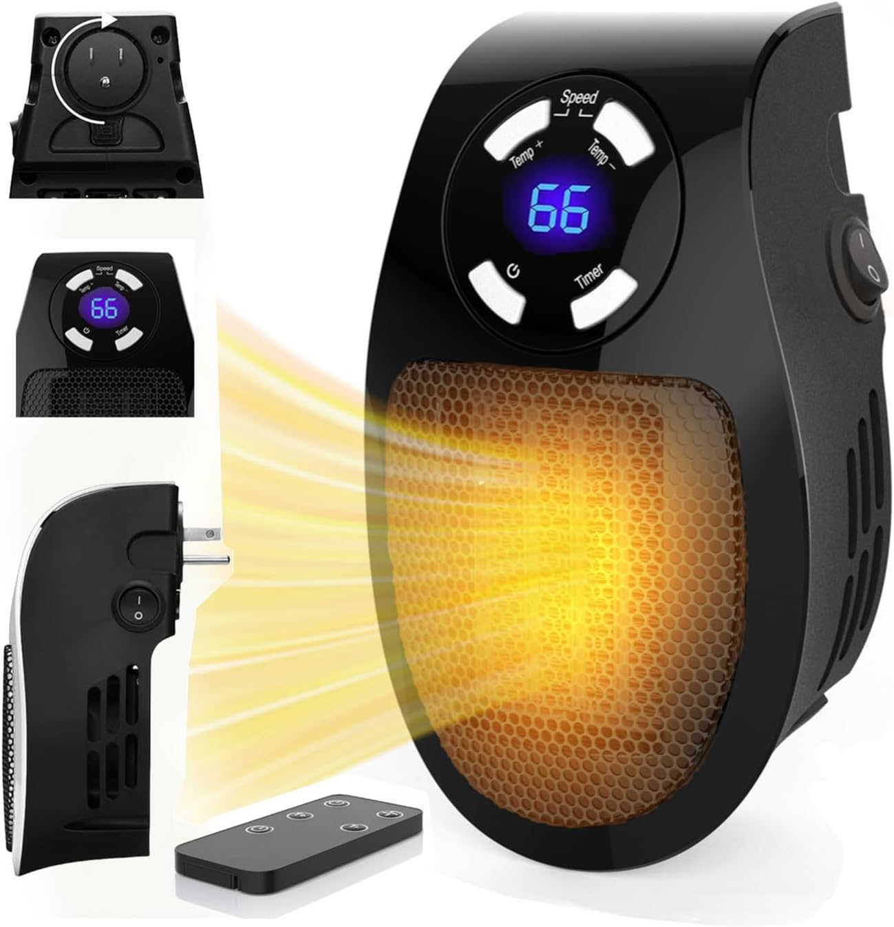 Upgrade Smart Wall Space Heater,450Wprogrammable Portable Electric Small Safe He