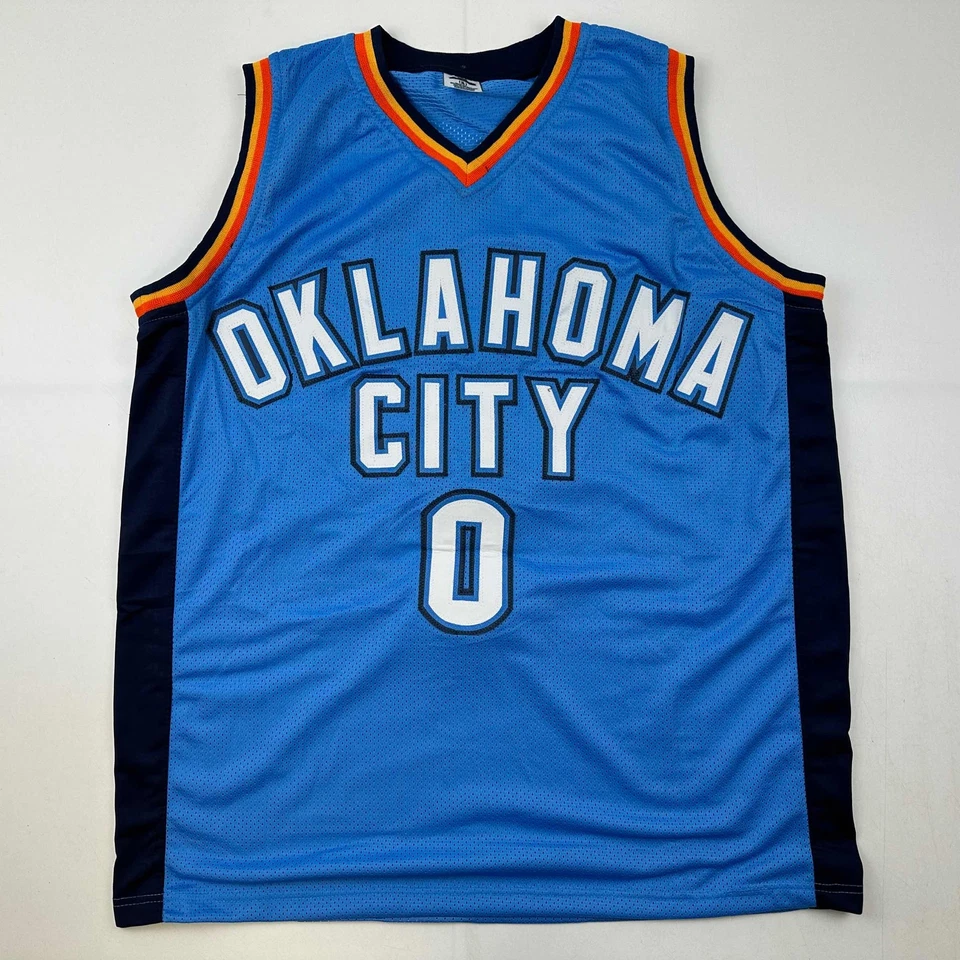 Facsimile Autographed Russell Westbrook Oklahoma City Blue Reprint Jersey Men XL - Image 3 of 4