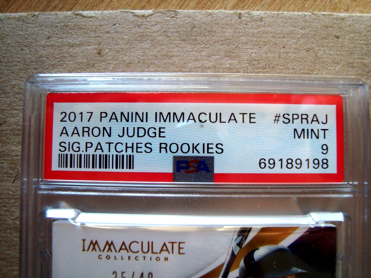 2017 Immaculate Aaron Judge Gold Auto & Dual Patch Rookie PSA 9 