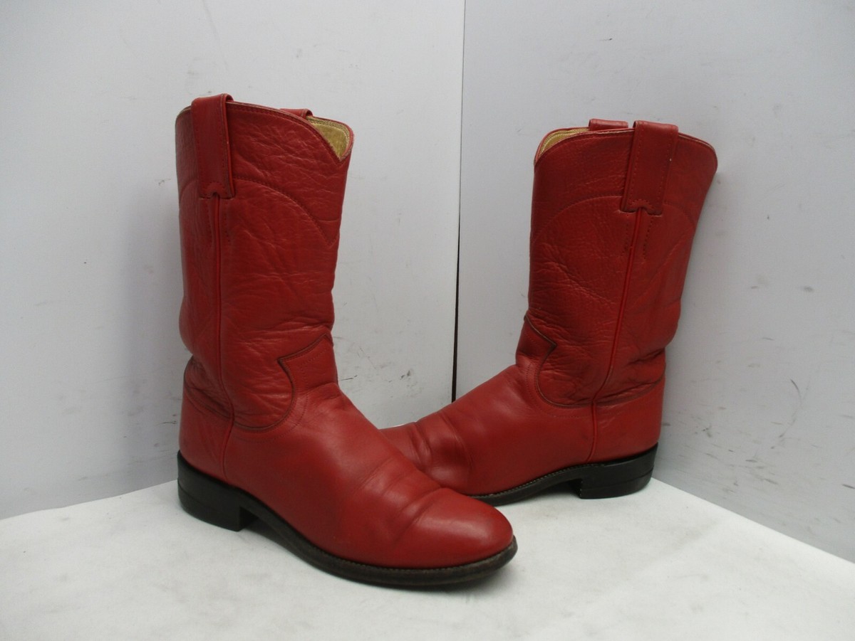 JUSTIN Red Leather Roper Cowboy Boots Womens Size B Style L3055
