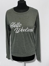 Boux Avenue Green lounge Top Size 8 Hello Weekend Ive missed you logo Womens