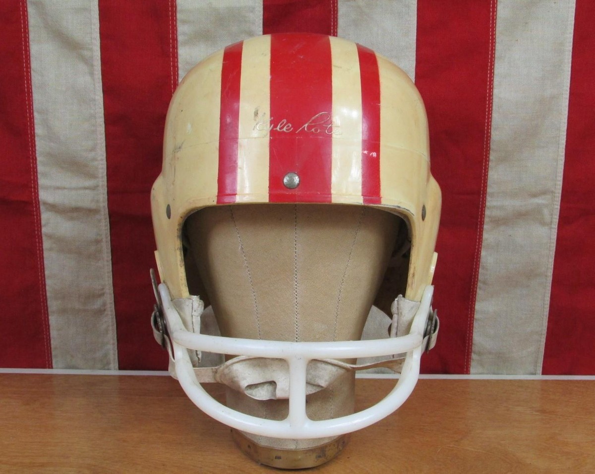 Vintage 1950s Hawthorne White Hard Shell Football Helmet Kyle Rote
