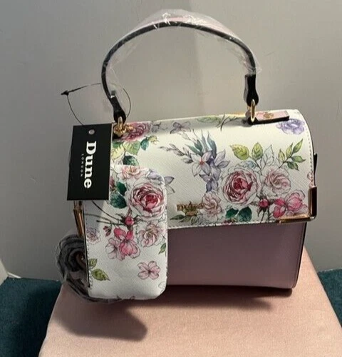 Dune of London purse adjustable shoulder strap flower flap