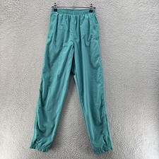 Vintage Nike Track Pants Women Small Green Nylon Joggers Zippered Hems Hiking
