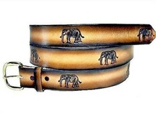 ELEPHANT Africa Asia Circus Trunk Handmade 1 1/2 USA Made Leather Belt  Buckle