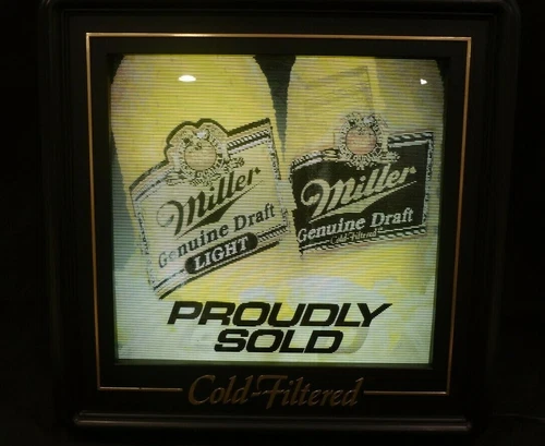 VTG MGD BEER MOTION Sign Bar Cold Filtered Miller Genuine Draft LIGHT - RARE