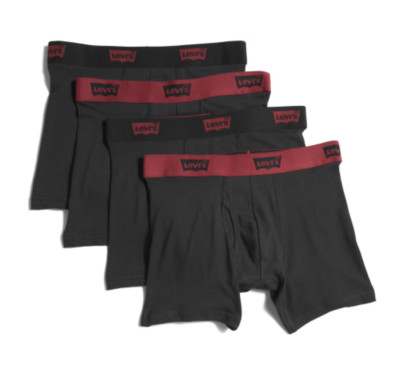Men's Levi's 4-Pack Boxer Briefs 95% Cotton Stretch Underwear (All Black)