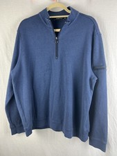 Bugatchi Men's XL Quarter Zip 96 Cotton Sweater Pullover Sweatshirt Navy