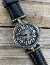 Disney Time Works Mickey Mouse Four Faces 8" Watch Bracelet Leather VNTG Japan