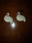 Vintage Plastic Air Brushed Flamingo Clip On Earrings  