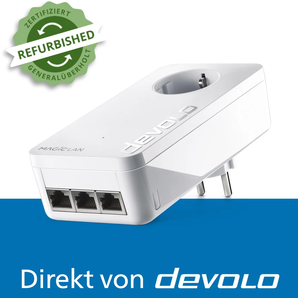 devolo Magic 2 LAN triple Powerline 2400 Mbps 3x Gbit LAN-Anschluss 1x Adapter