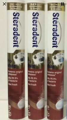 Steradent Pro White Tabletten Tägliche Zahngesundheit Zahnersatzreiniger 3 x 30