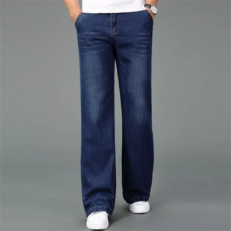 Men Bell Bottom Jeans 60s Retro Style Flared Denim Pants Wide Leg Trousers Loose