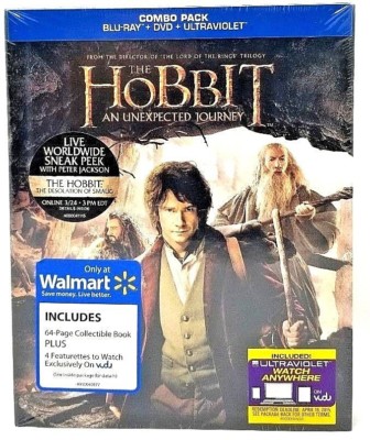 THE HOBBIT AN UNEXPECTED JOURNEY COMBO PACK BLU-RAY+ DVD + ULTRAVIOLET 2012, NEW