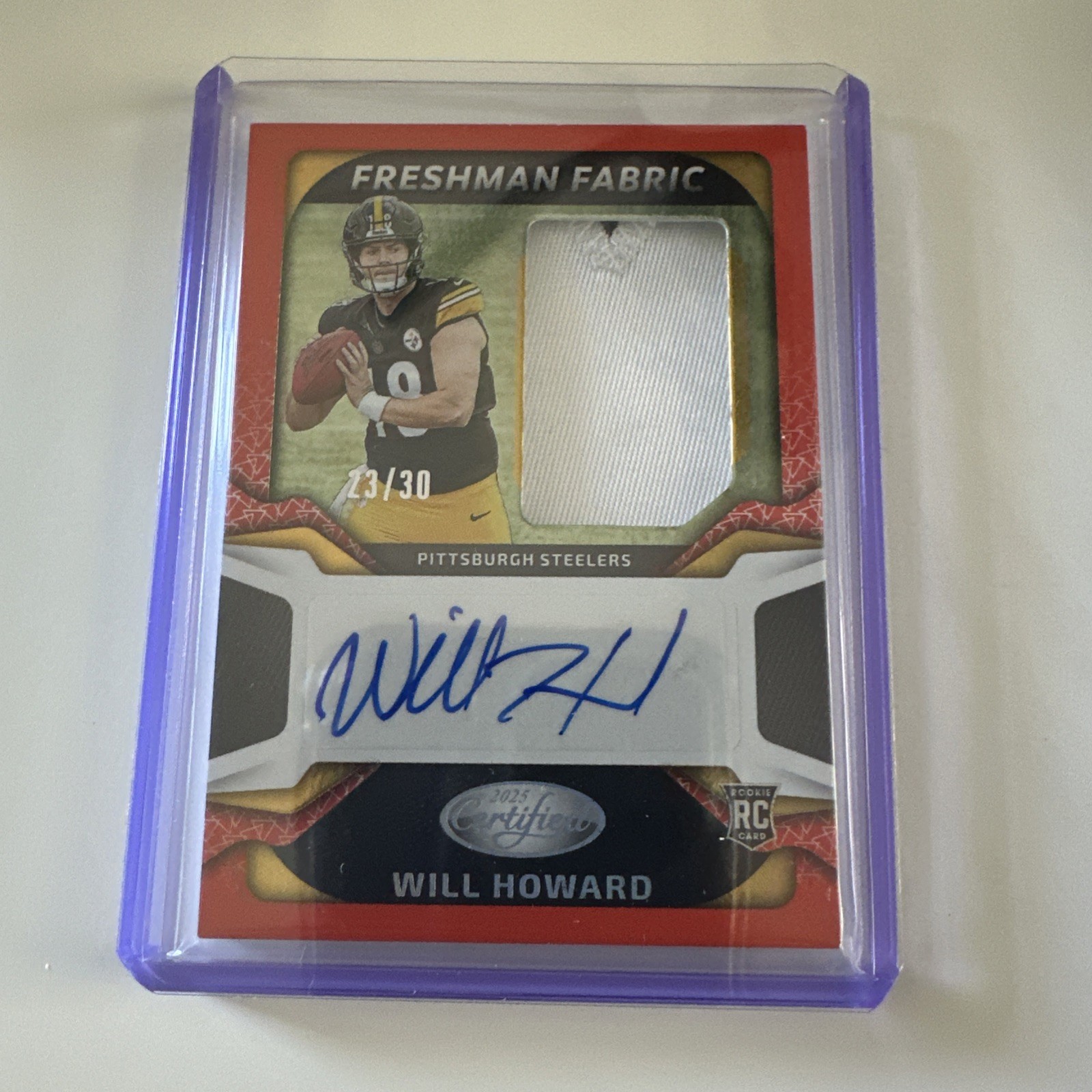 Will Howard 2025 Panini Certified Orange Freshman Fabric Patch Auto /30 RPA