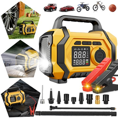 #ad #ad 12V Car Emergency Starting Power Supply High Pressure Air Pump Power Bank Blower $50.38