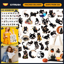 40 Pcs Black Cat Enamel Pins Set, Gothic Halloween Lapel Pins for Collectors