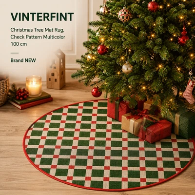 Tapis de sapin de Noël IKEA VINTERFINT, motif à carreaux multicolore 100 cm - Photo 1/4