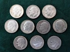 Random Lot of 10 Silver Roosevelt Dimes, 1946-64, Circulated