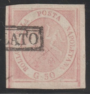 ANTIQUE NAPLES STATES 50 GRAIN SAXON 14a CANCELLED CERTIFICATE REF 391