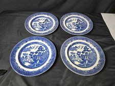 Johnson Bros Crown Mark Blue Willow Dinner Plates Set of 4