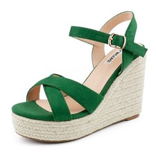 JOY IN LOVE Womens Espadrilles Wedge Sandals Platform Heels Ankle Strap Open ...