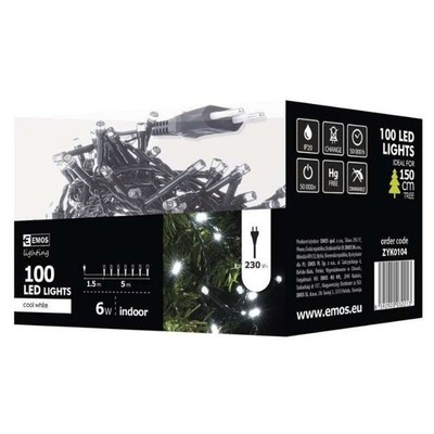 Lichterkette Weihnachtsbaum 100 LED CW 5m IP20 grünes Kabel