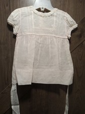 Antique 1920s 30s Handmade Baby Girl /Doll Dress Pale Pink Embroidery w/Flaws