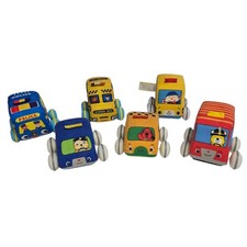 Melissa  Doug K's Kids Pull Back Vehicles Cars Lot 6 Police Fire Bus Baby Toy