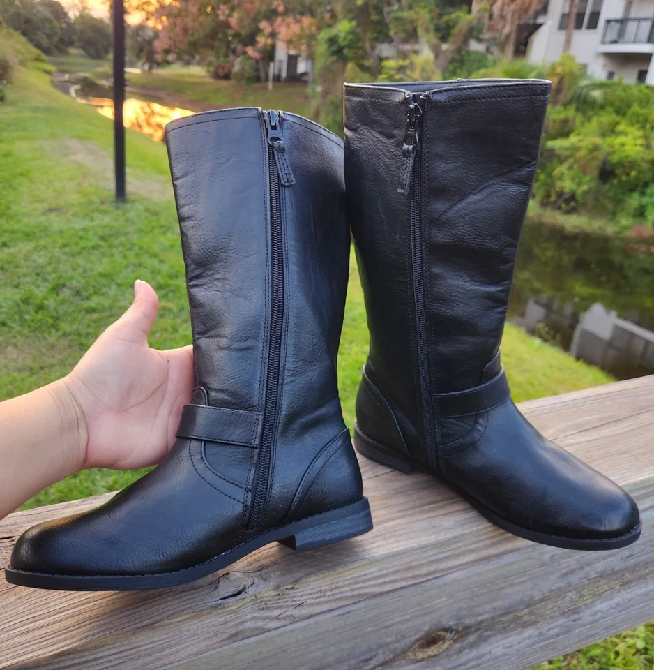 Cat And Jack Riding Knee Tall Zip Boots Black Girls Size 3 Little Kids (8 years) - Image 4 of 4