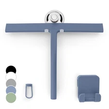 Shower Squeegee for Glass Doors - 11 Inch Silicone Window Cleaner - Blue