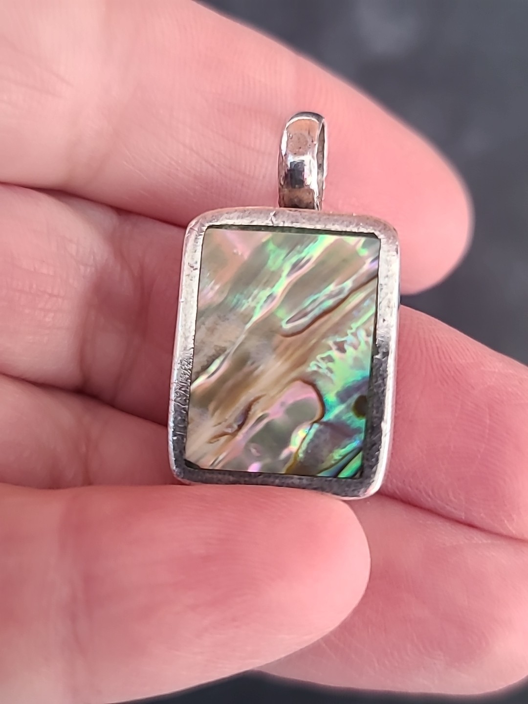 925 Sterling Silver Abalone Shell Rectangular Pen… - image 3