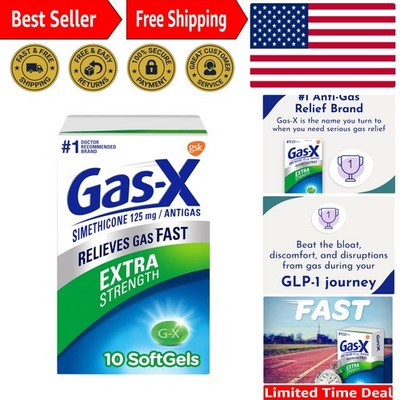 Simethicone Extra Strength Gas Relief Softgels - 10 Count, 125 mg Fast Relief