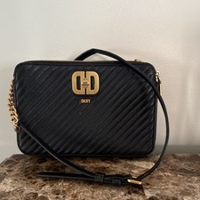 DKNY Womens Black Small Rectangle Crossbody B...