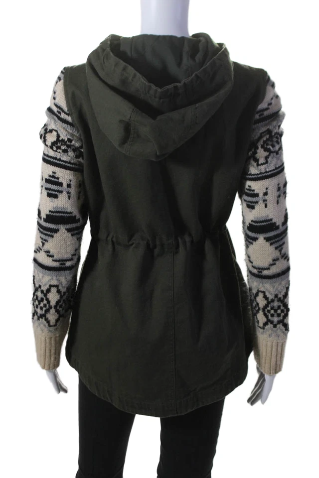 Chaqueta militar Fate para mujer de algodón con cremallera completa tejido con capucha verde talla L Foto 3 de 4