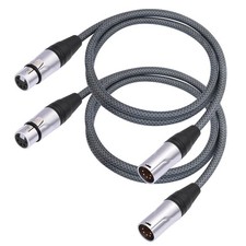 5Pin XLR Male To Female DMX512 Lighting Cable Assembly 5FT 2 Pack