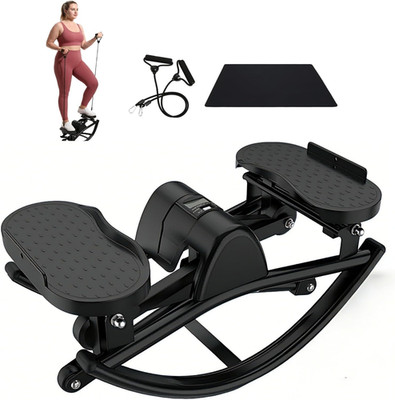 Compact Rocking Stepper with Resistance Bands - 350 LBS Capacity Home Workout